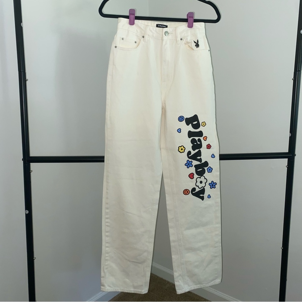 PLAYBOY x Pacsun Straight-Leg Jeans with Colorful Logo Print